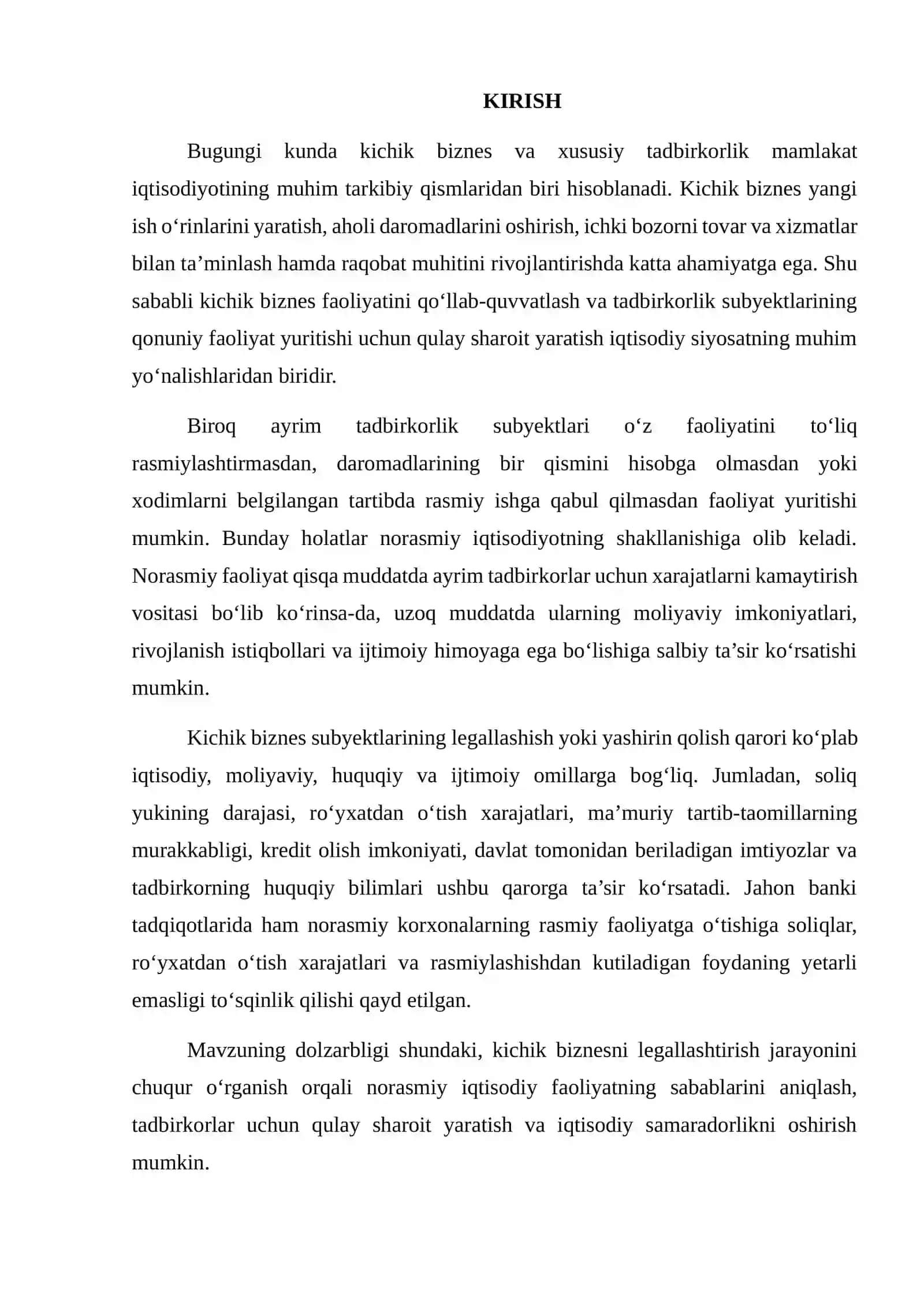 KICHIK BIZNES SUBYEKTLARINING LEGALLASHISH YOKI YASHIRIN QOLISH QARORIGA TA’SIR ETUVCHI OMILLARNING STATISTIK TAHLILI 2