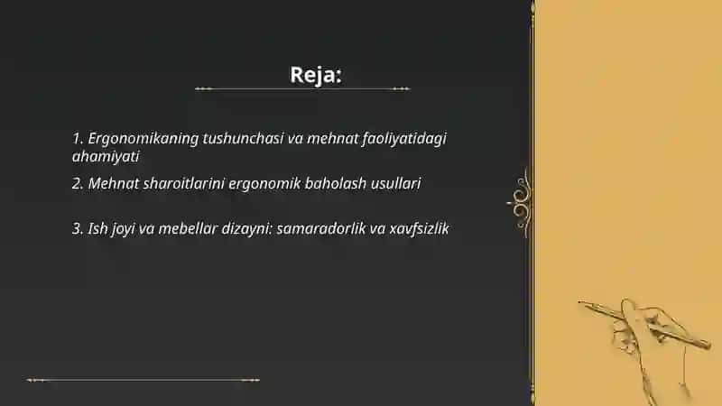 Mehnat faoliyat jarayonida ergonomikaning roʻli 2