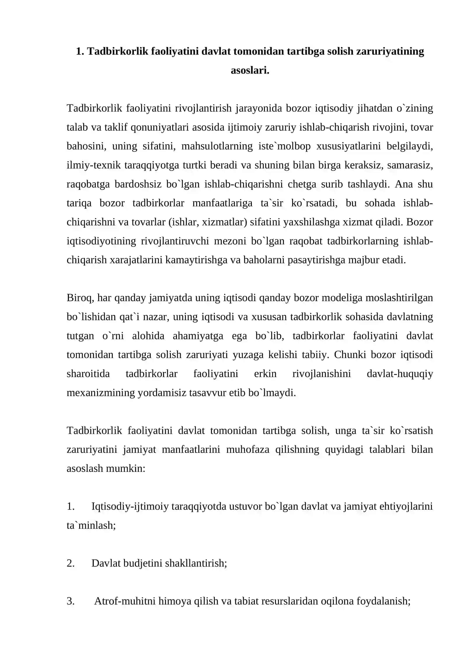 Tadbirkorlik faoliyatining davlat tomonidan tartibga solinishi 2