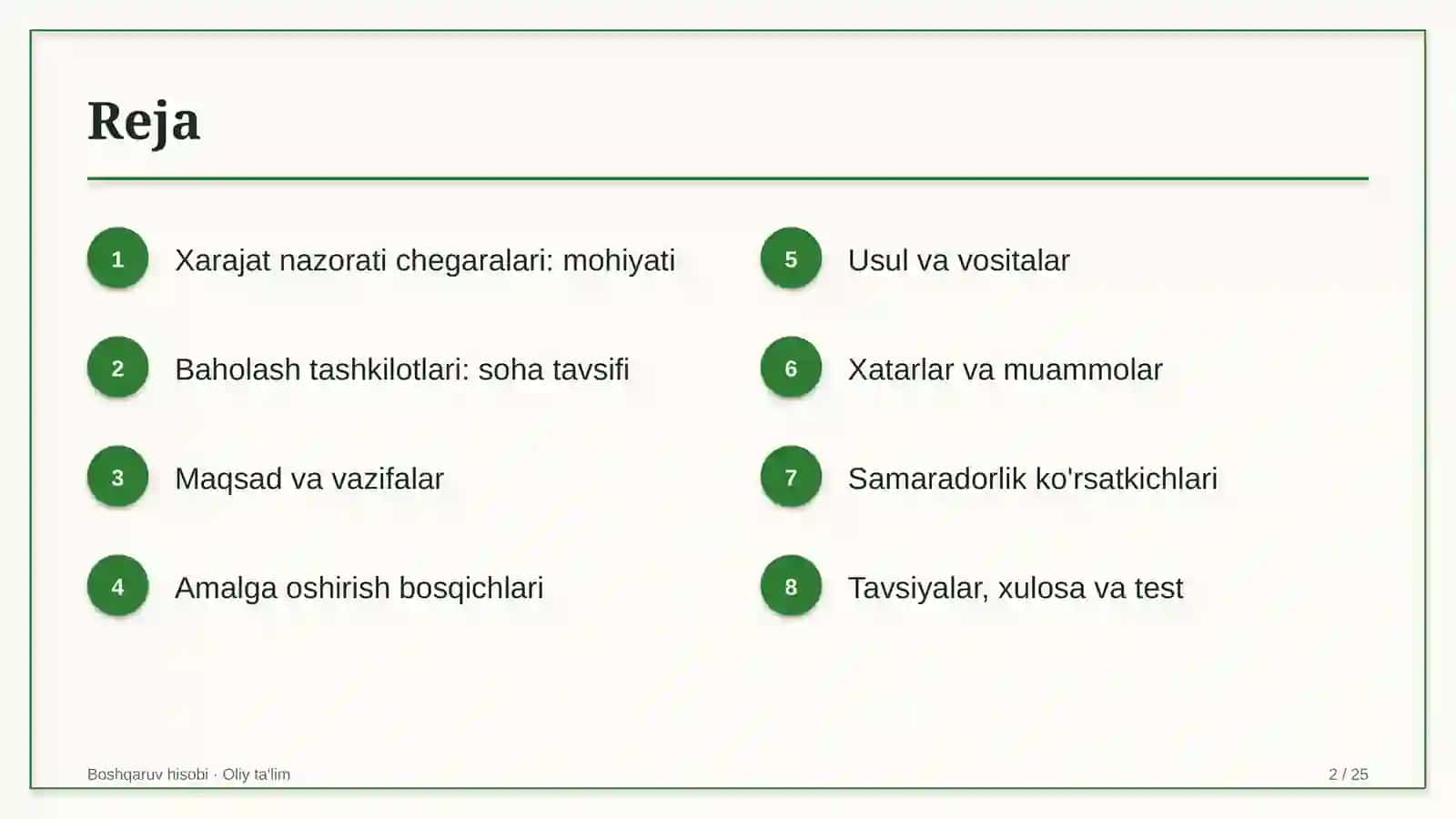 baholash tashkilotlarida xarajatlarni nazorat qilish chegaralarini belgilash 4172 2