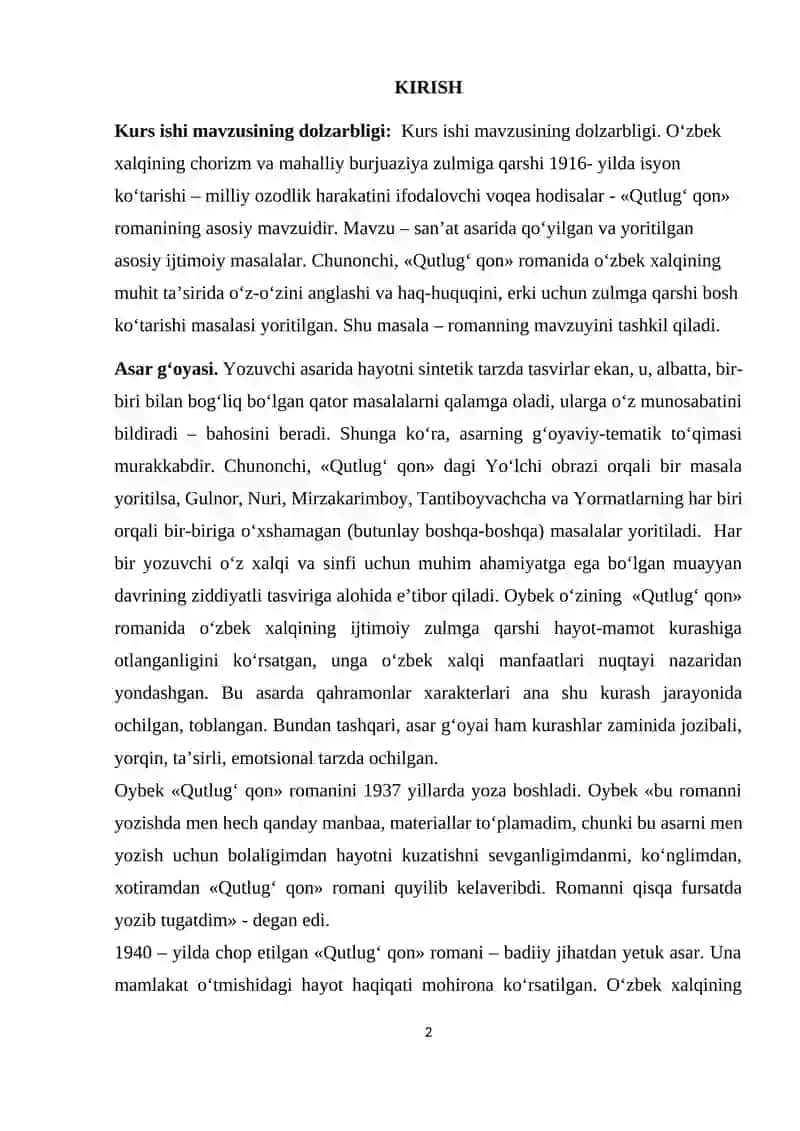 "Qutlug'qon" romanida milliy ozodlik motivlarining badiiy talqini 2