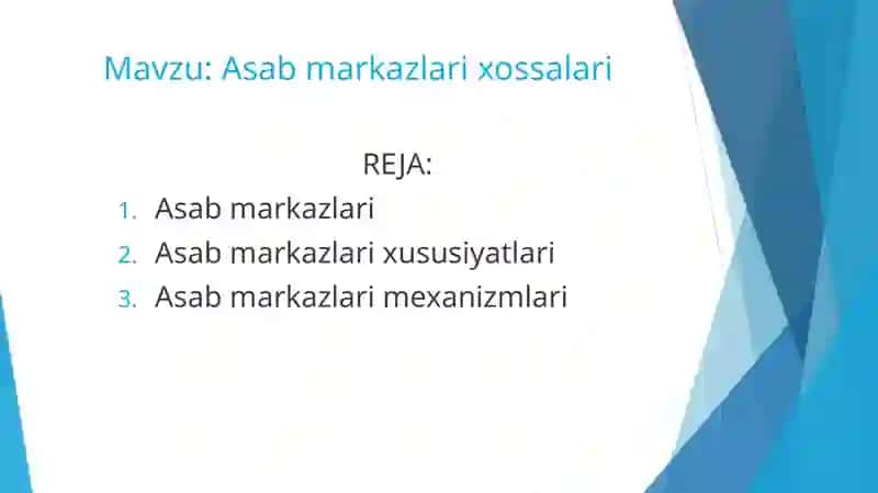 Asab markazi xossalari 2