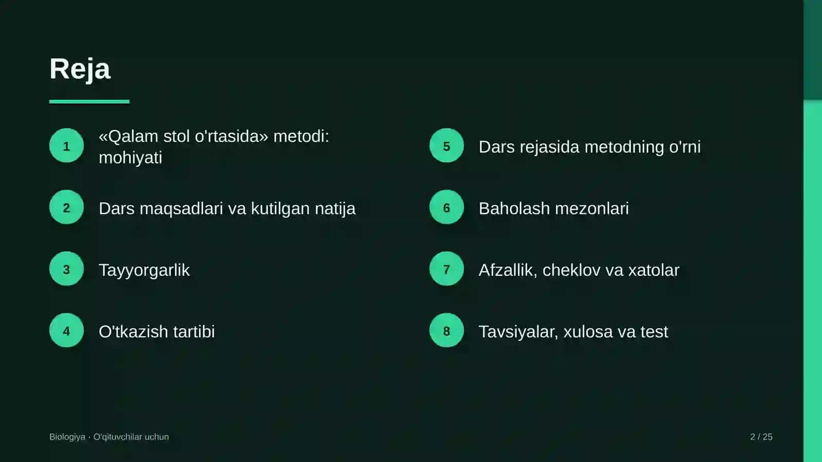 biologiya darslarida qalam stol o'rtasida metodidan foydalanish 4844 2