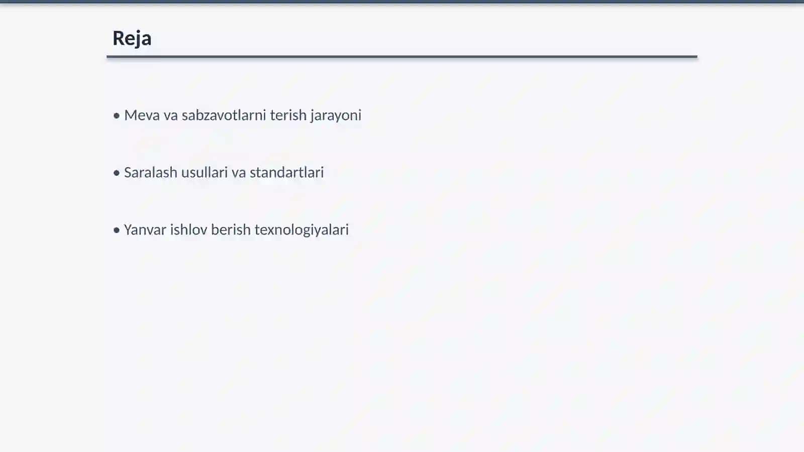 Meva va sabzavotlarni terish saralash va ularga yanvar ishlov berish 2