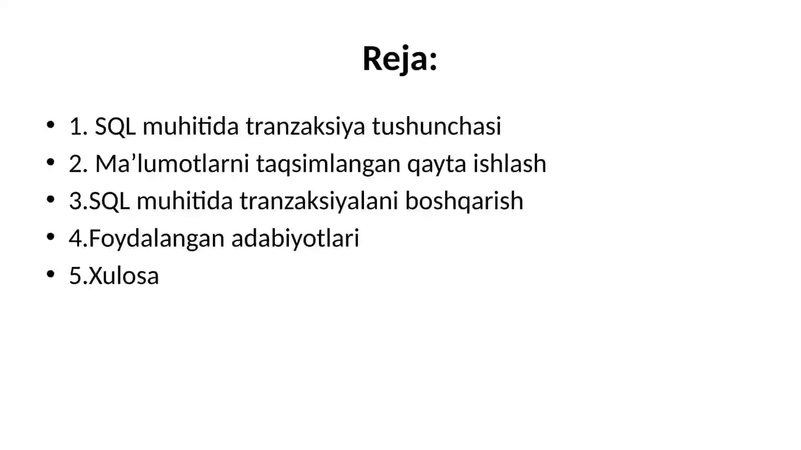 SQL Muhitida Datranzaksiyat Ushuncha 2