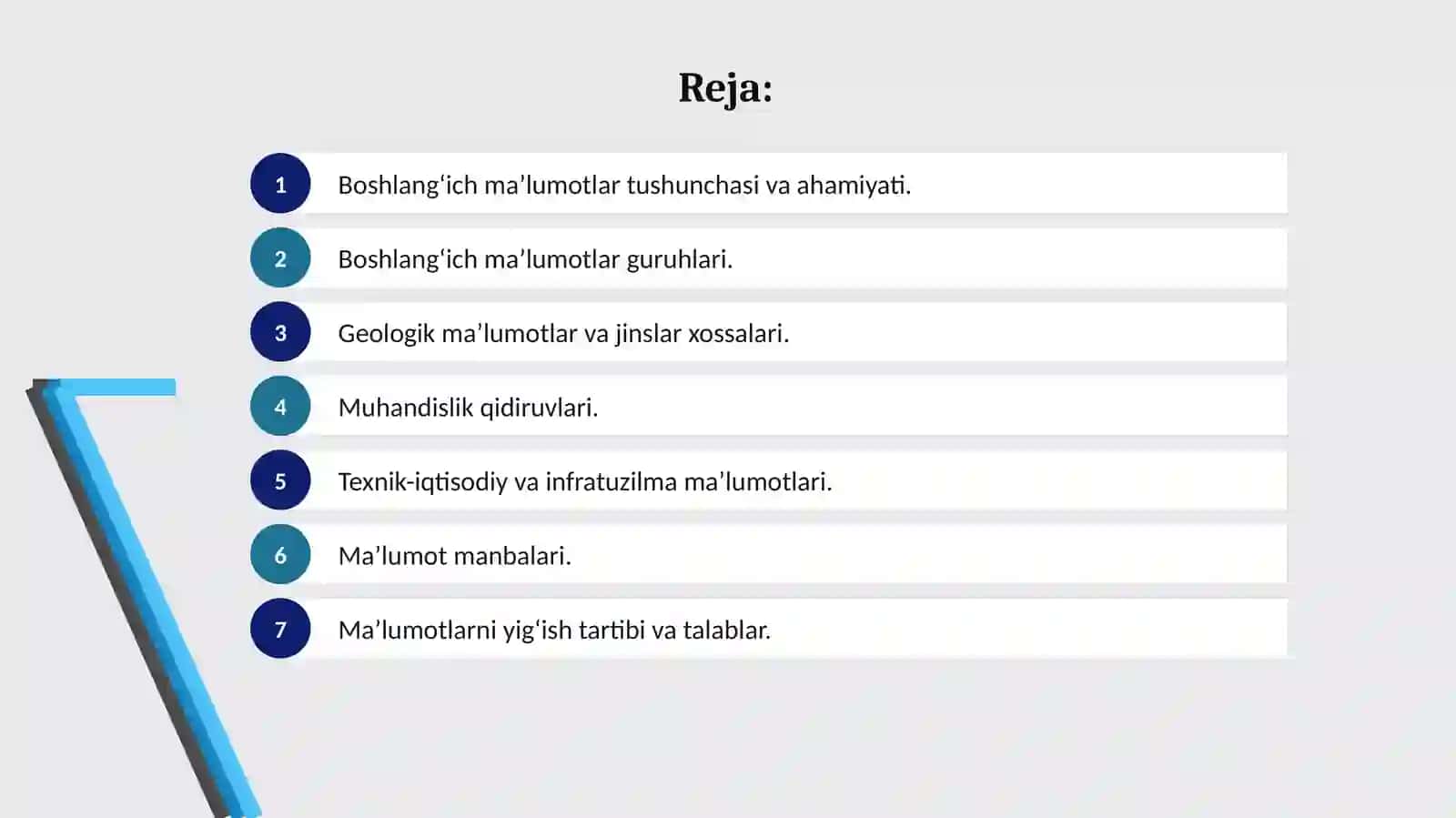Loyiha tuzish uchun boshlang‘ich ma’lumotlarni yig‘ish 2