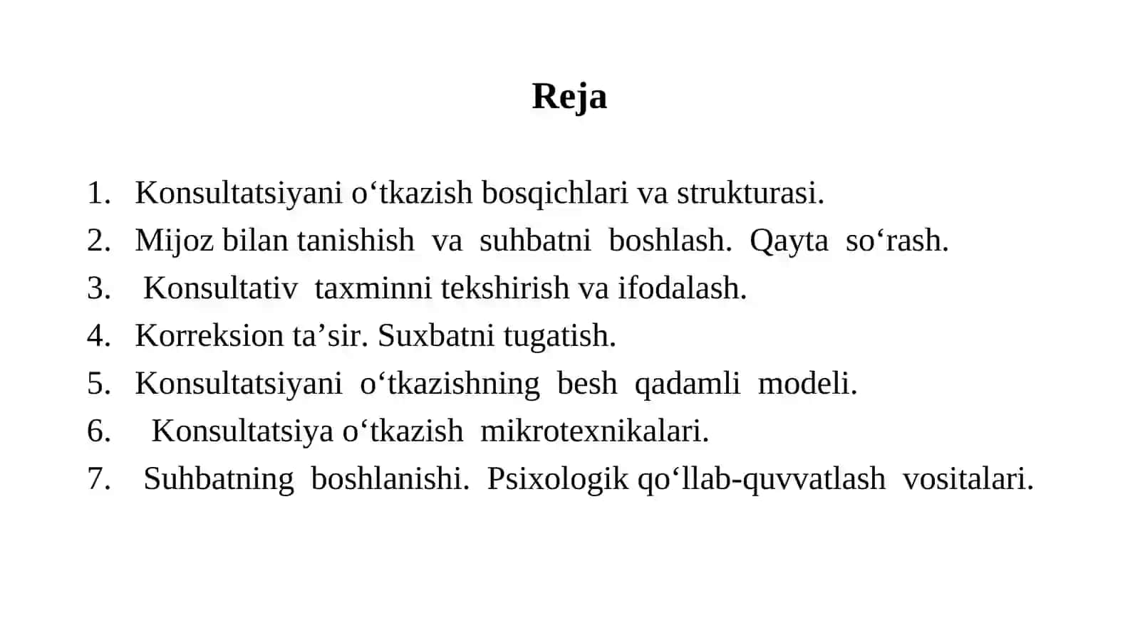 Konsultatsiya bosqichlari va konsultativ ta’sir etish texnologiyasi 2