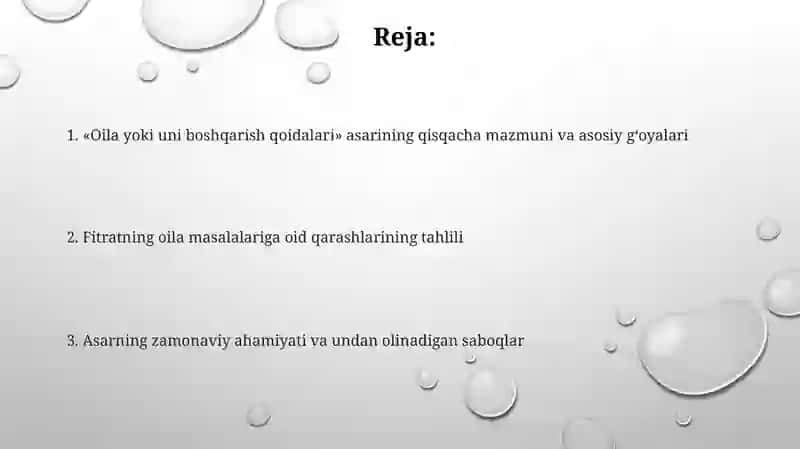 Fitratning "Oila yoki uni boshqarish tartiblari" asari 2