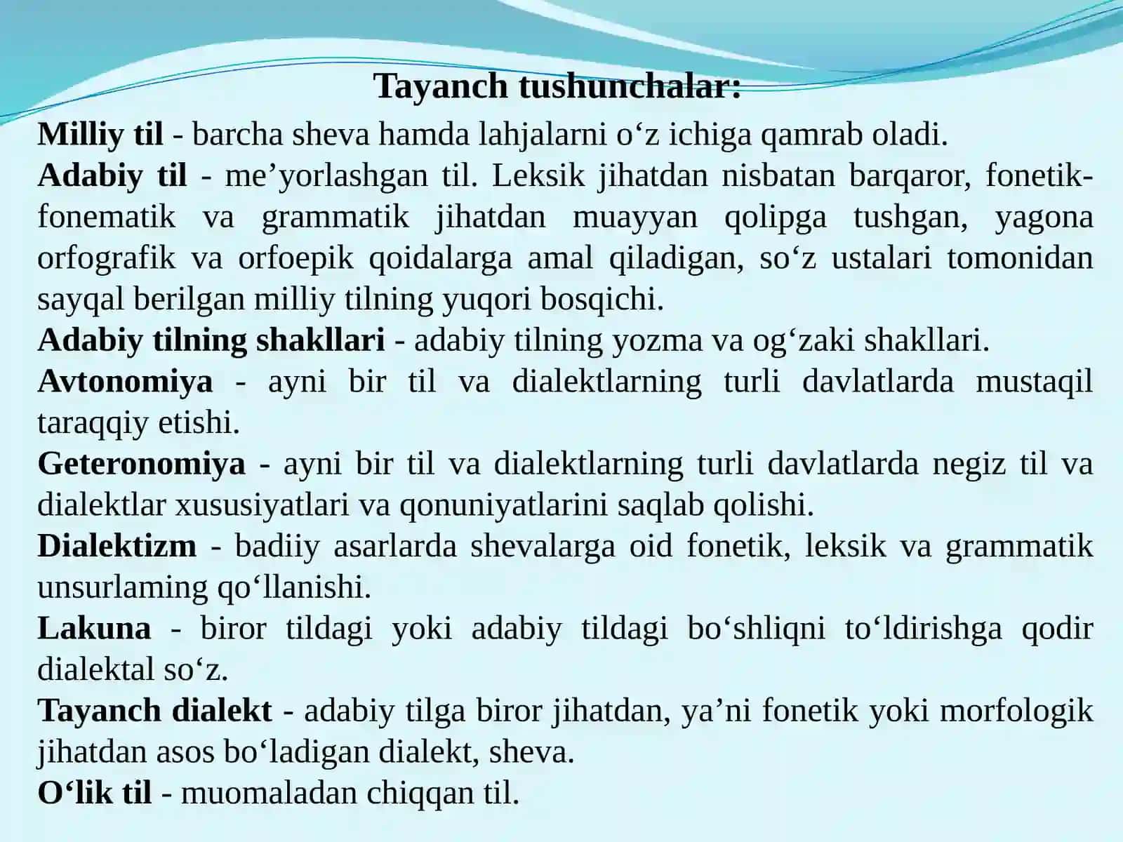 O‘zbek adabiy tili va shevalar munosabati. Areal lingvistika (Lingvogeografiya) va dialektologiya. Bugungi kunda dunyo ilm-fanidagi dialektologik tadqiqotlar 2