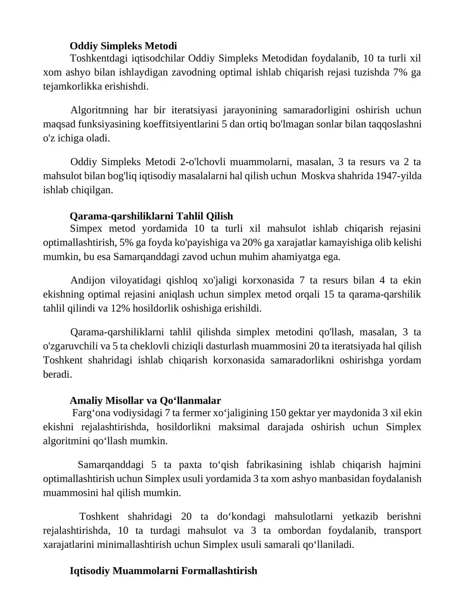 Simpleks usuli va Dual Simpleks Metodi 2