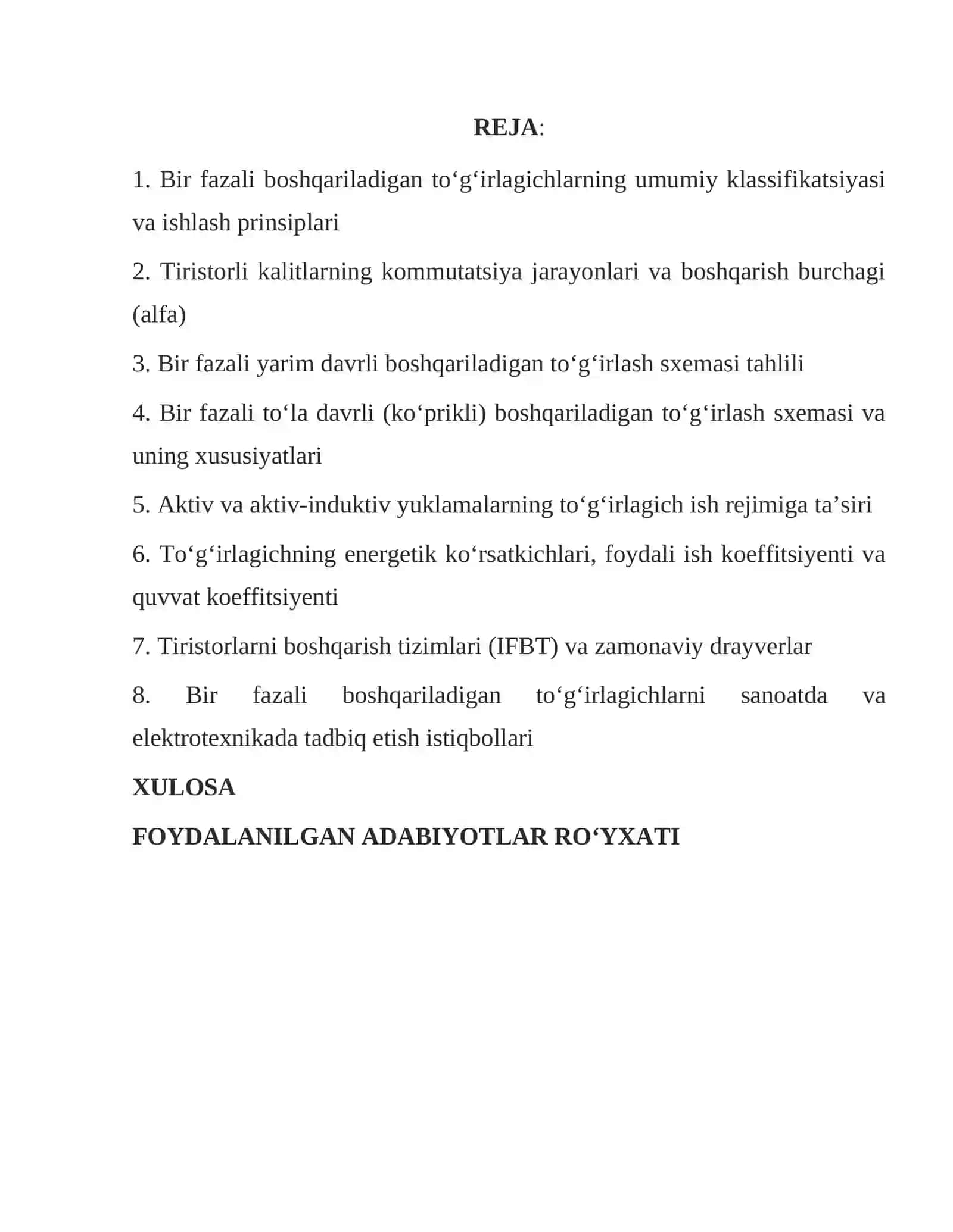 Bir fazali boshqariladigan toʻgʻirlagichni tadbiq etish_mustaqil ishi 2