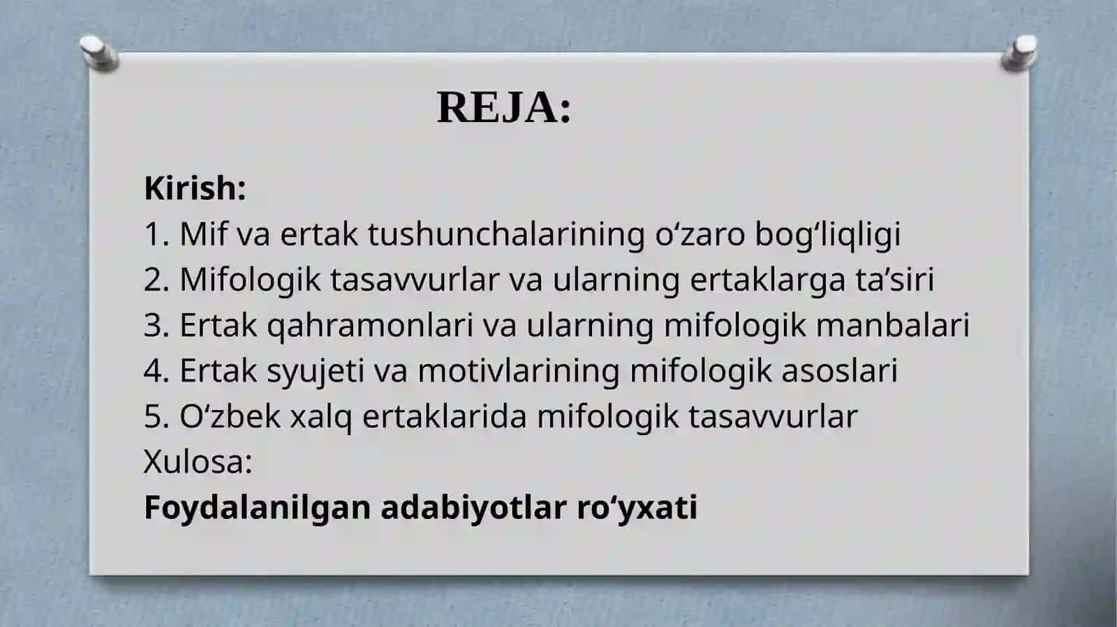 Mif va ertak. Ertak qahramonlari, syujet va motivlar insonning mifologik tasavvurlariga o'rni 2
