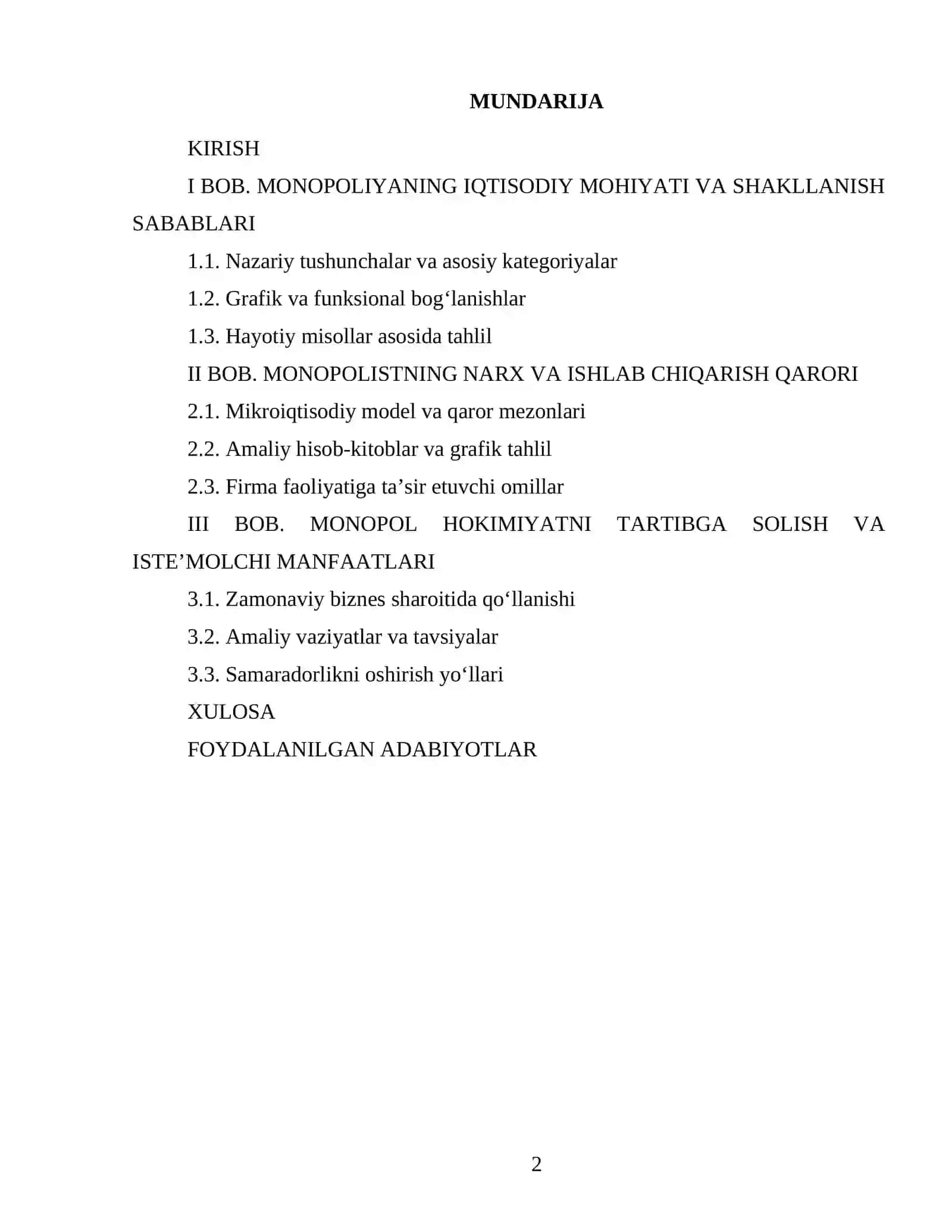MONOPOLIYA VA MONOPOL HOKIMIYAT 2