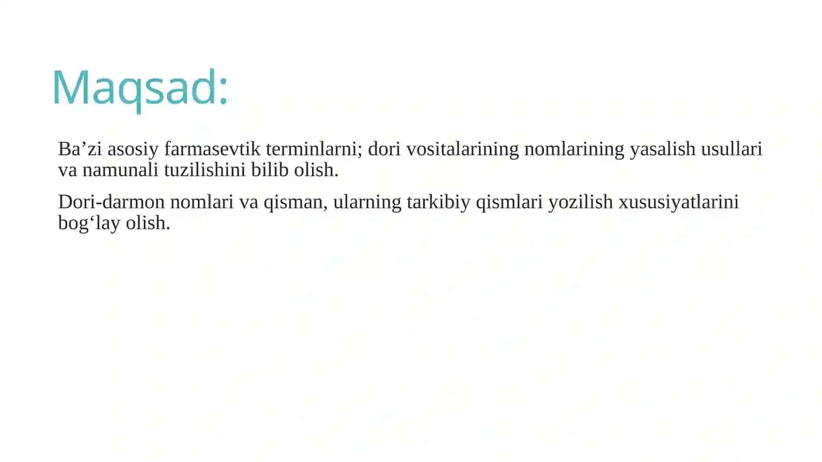 Farmasevtik terminologiyaga kirish. Dorivositalar nomentlaturasi 2
