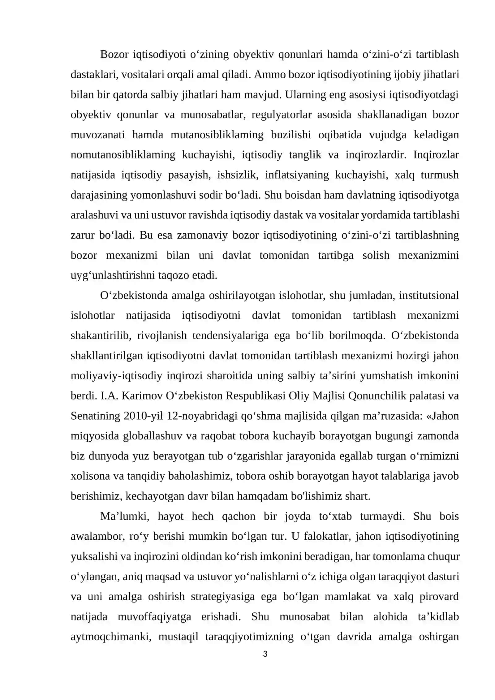 Iqtisodiyot faoliyatini davlat tomonidan tartibga solish samaradorligi 2