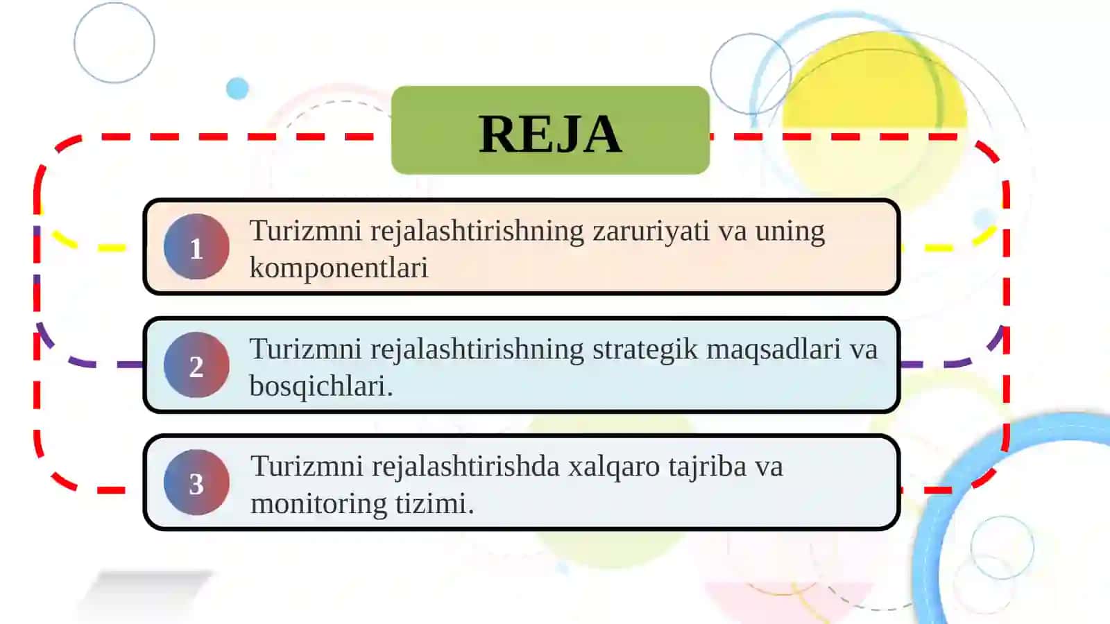 Turizmni rejalashtirishning maqsadlari 2