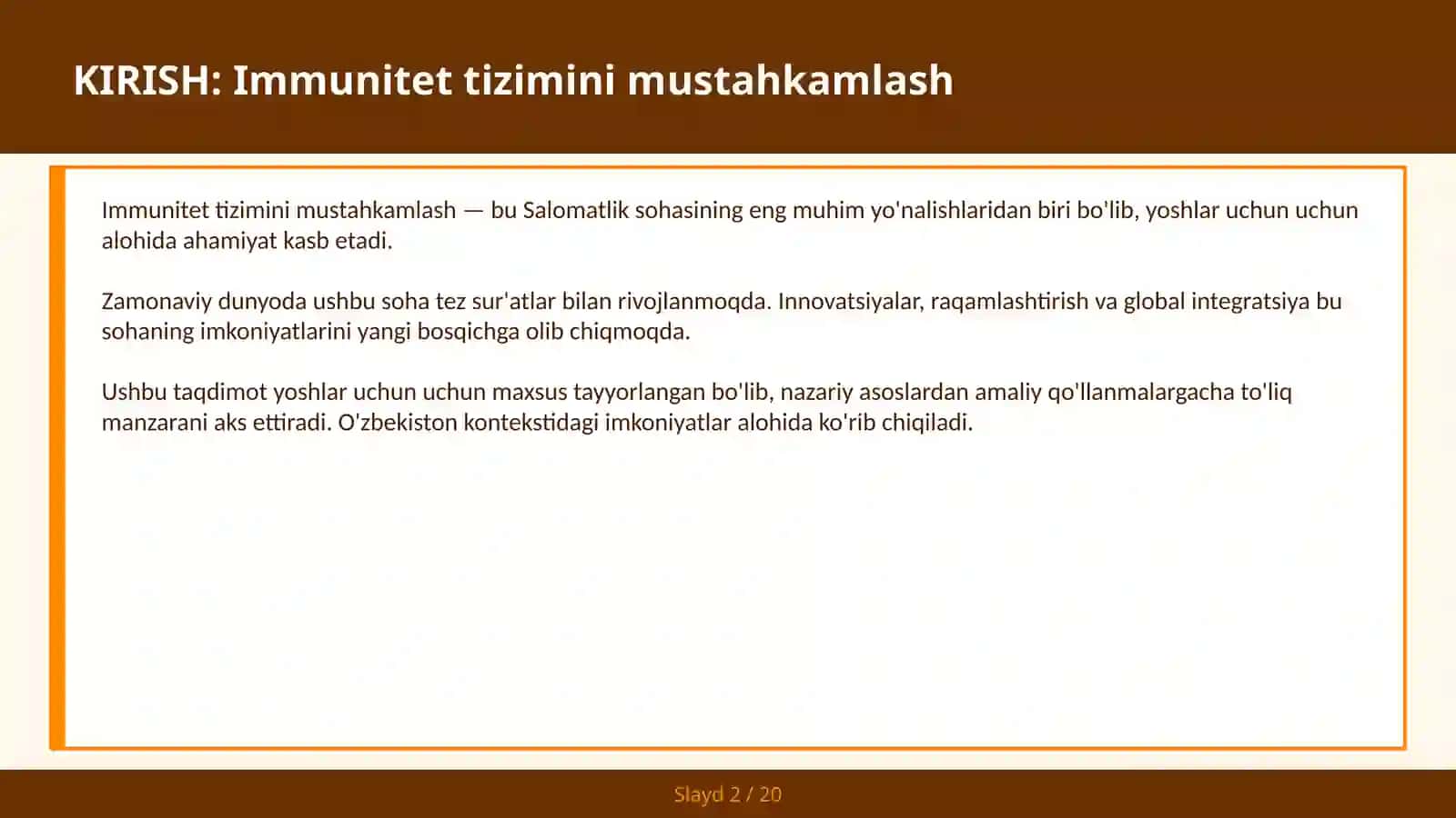 IMMUNITET TIZIMINI MUSTAHKAMLASH 2