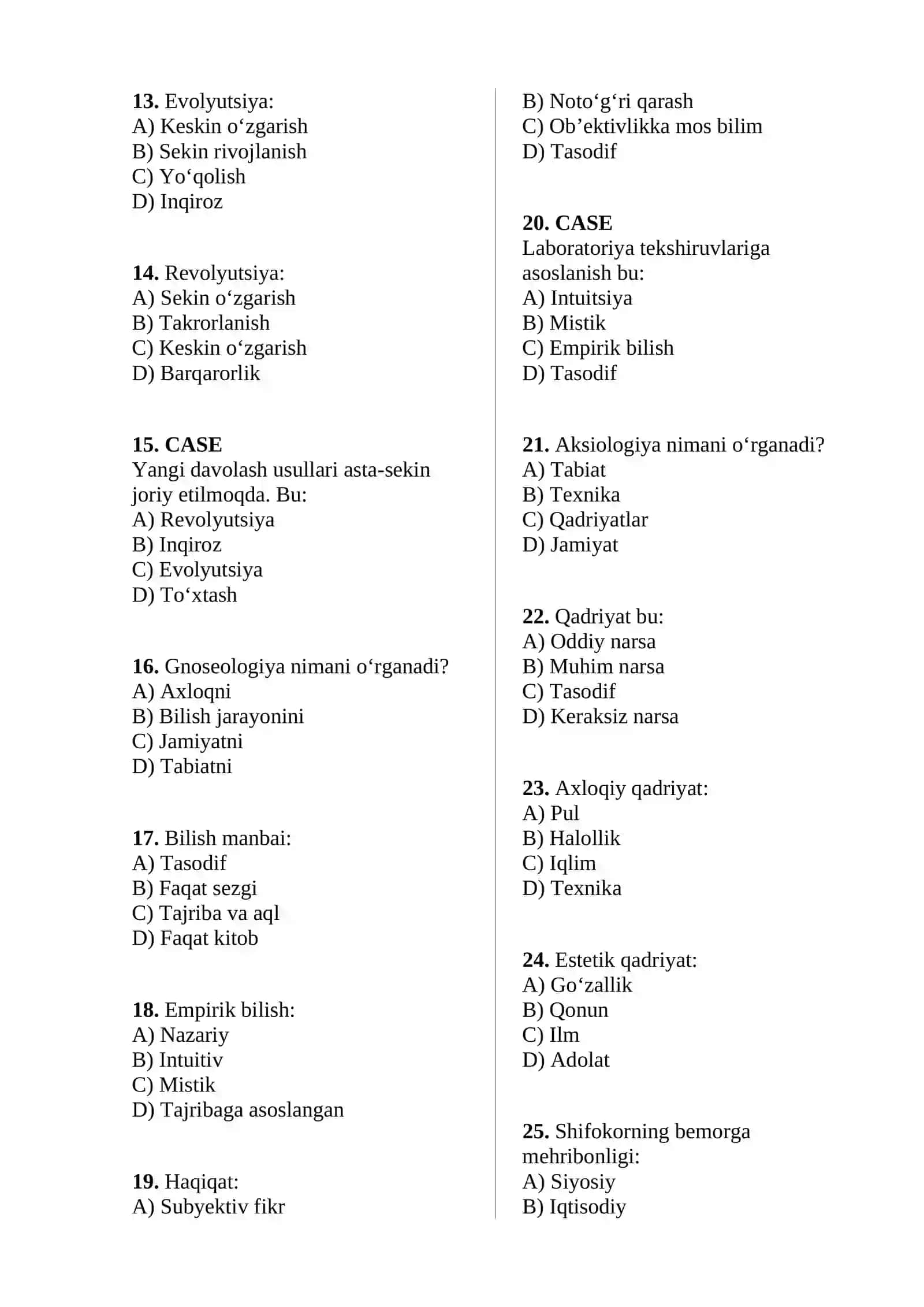 MUSTAHKAMLASH TEST 2
