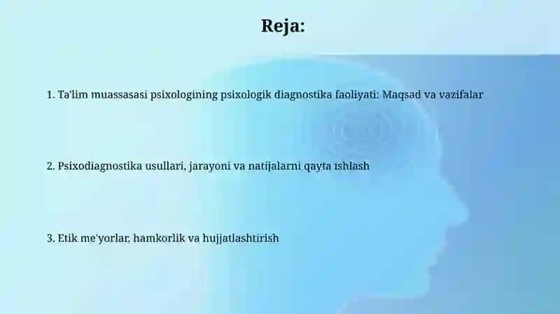 Ta'lim muassasasi psixologining psixologik diagnostika faoliyati 2