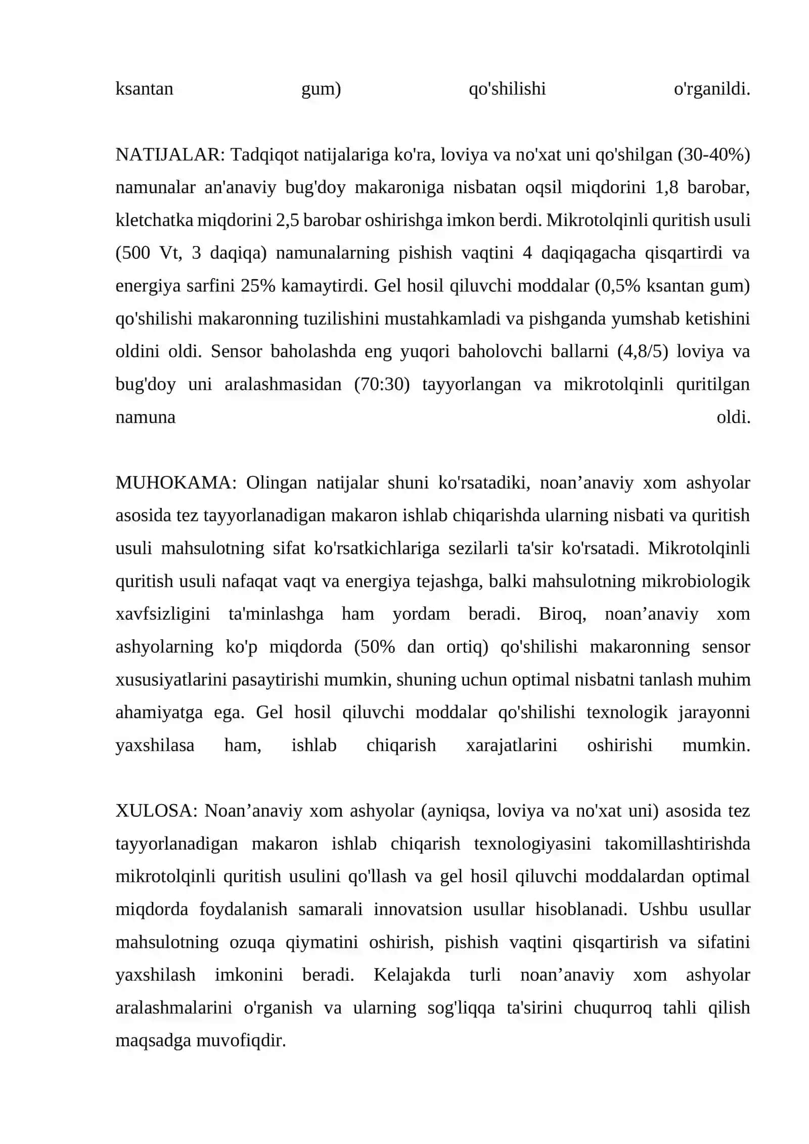 NOAN’ANAVIY XOM ASHYOLAR ASOSIDA TEZ TAYYORLANADIGAN MAKARON ISHLAB CHIQARISH TEXNOLOGIYASINI TAKOMILLASHTIRISHNING INNOVATSION USLUBLARI 2