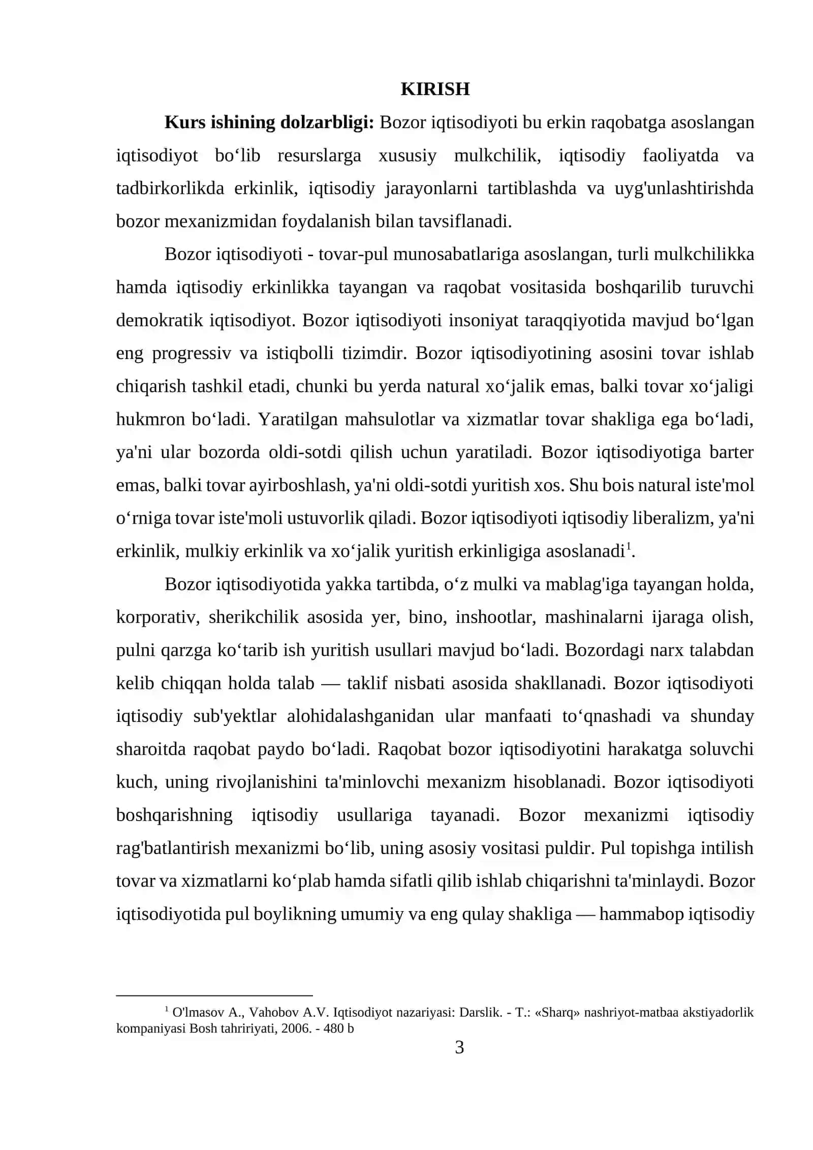 BOZOR IQTISODIYOTI: UNING TAMOYILLARI, TUSHUNCHALARI, FUNKSIYALARI VA BOZOR ELEMENTLARI 2