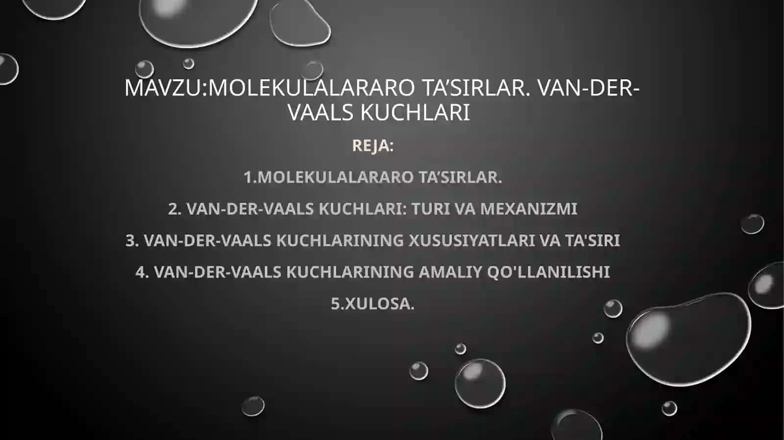 Molekulalararo ta’sirlar 2