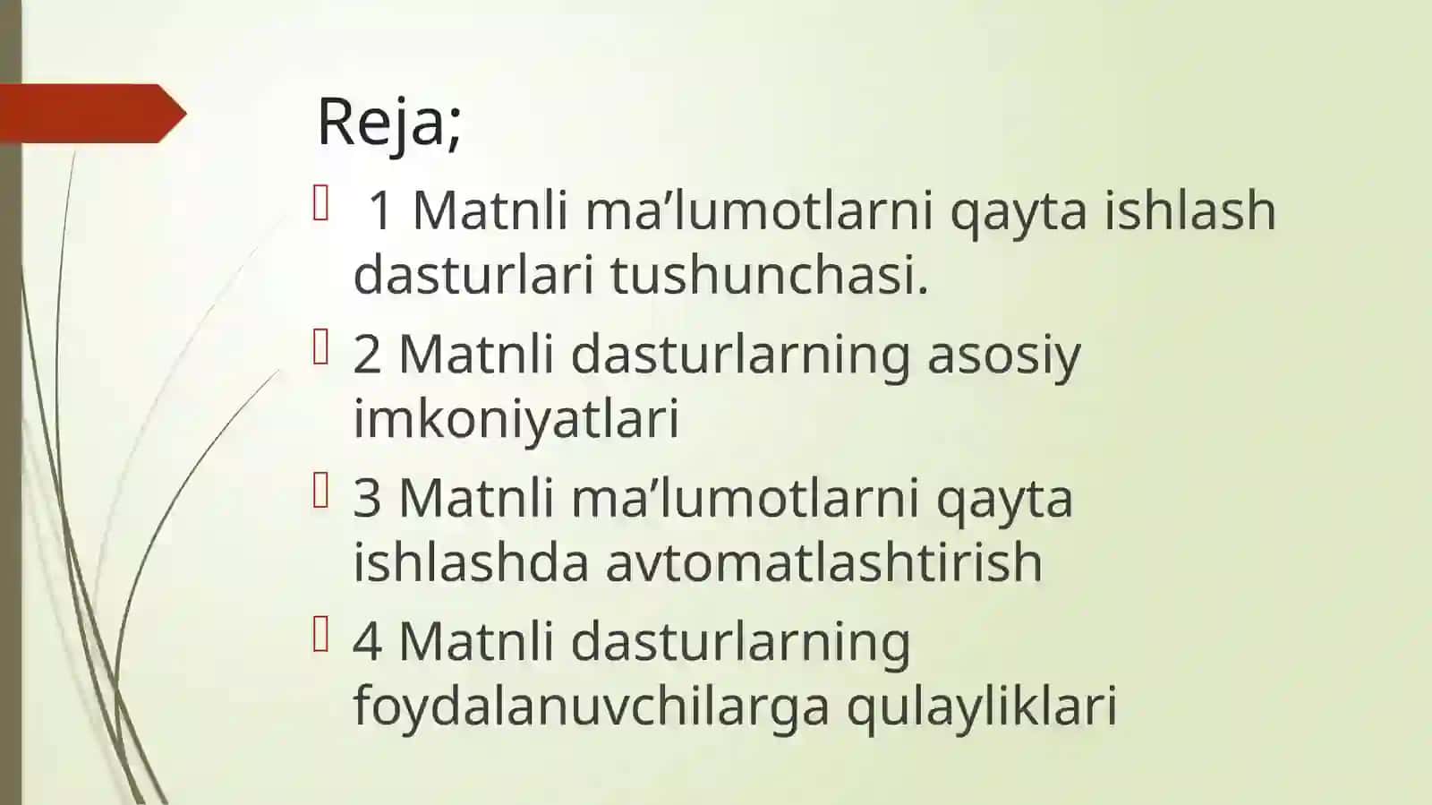 Matnli ma’lumotlarni qayta ishlash dasturlari tushunchasi 2