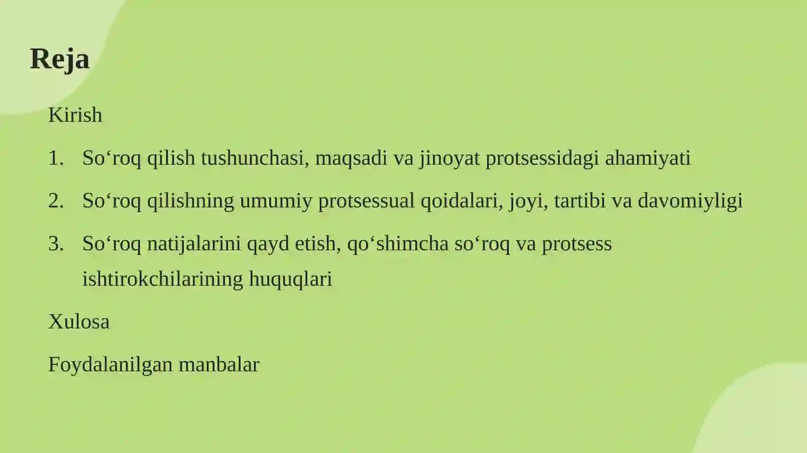 SO‘ROQ QILISHNING UMUMIY QOIDALARI 2