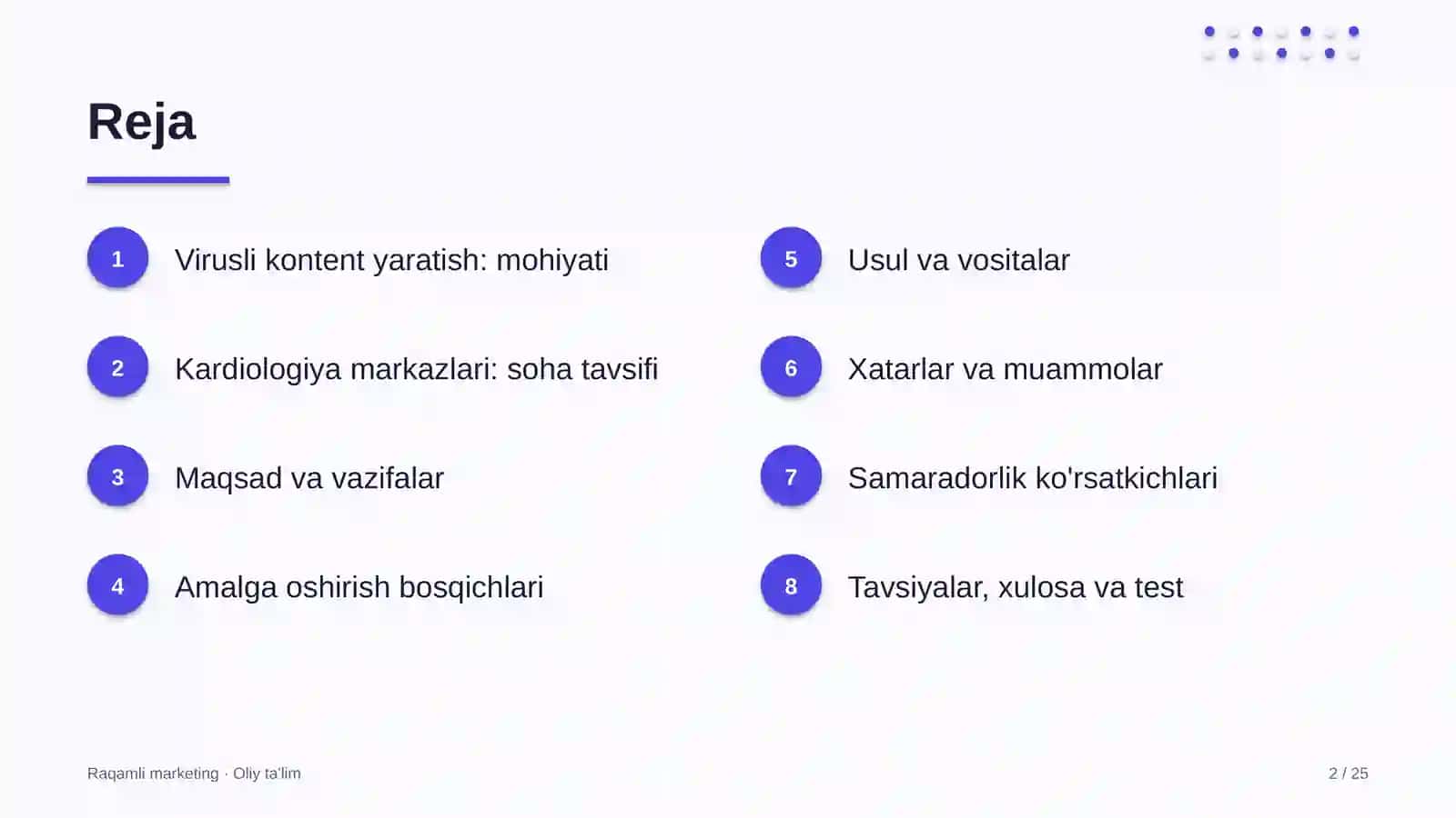 Kardiologiya markazlarida virusli kontent yaratish 2