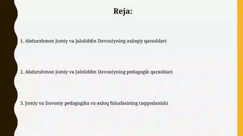 Abdurahmon Jomiyning ga Jaloliddin Dovoniyning ta'limiy axloqiy qarashlari 2