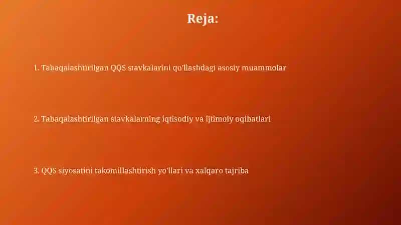 Tabaqalashtirilgan QQS stavkalari 2