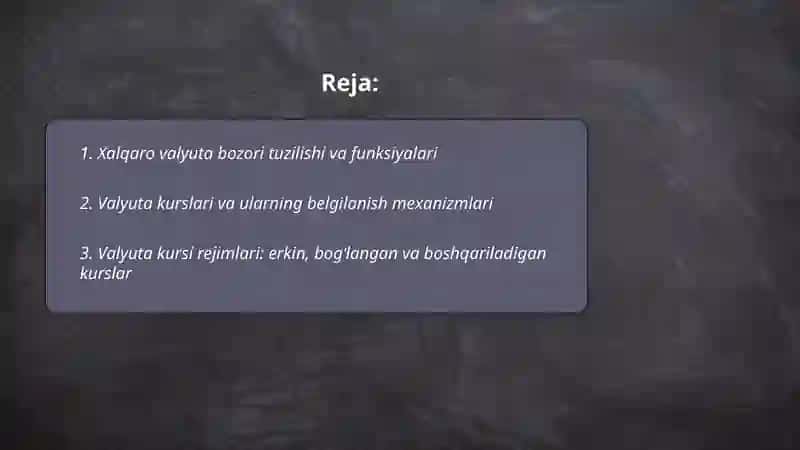 Xalqaro valyuta - kredit va moliya bozorlari 2
