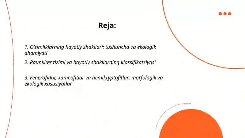 O'simliklarning hayotiy shakllarining klassifikatsiyasi 2