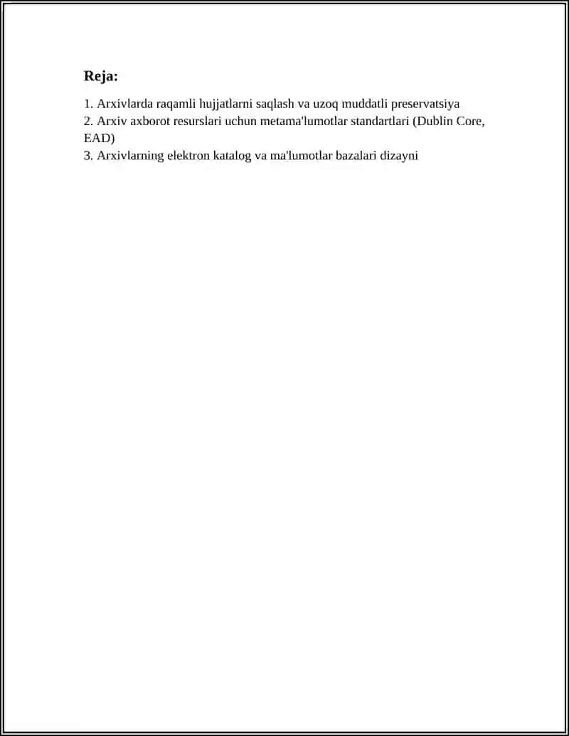 ARXIV ISHIDA AXBOROT RESURSLARI VA TEXNOLOGIYALAR 2