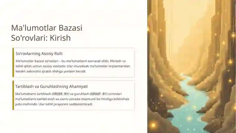 Tartiblash va Guruhlash 2
