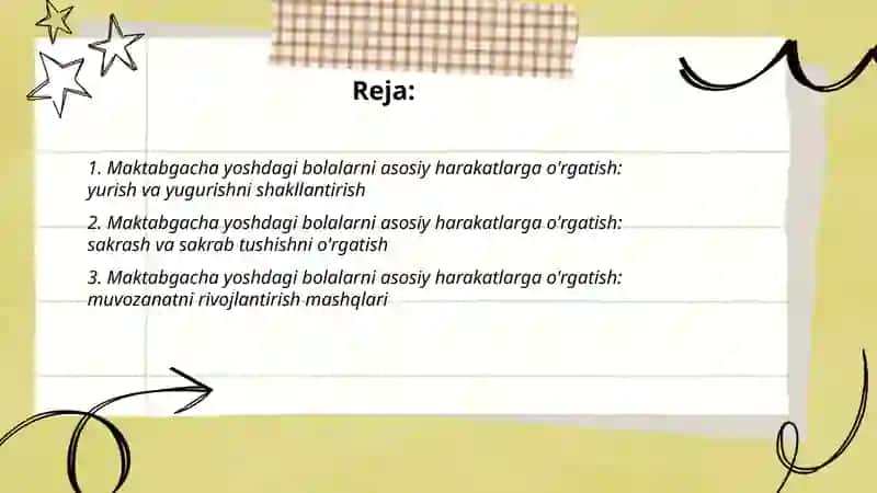 Maktabgacha yoshdagi bolalarni asosiy xarakatlatga urgatish 2