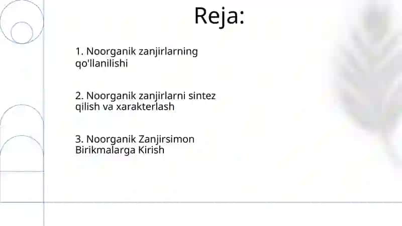 Noorganik zanjirlarning qo'llanilishi 2