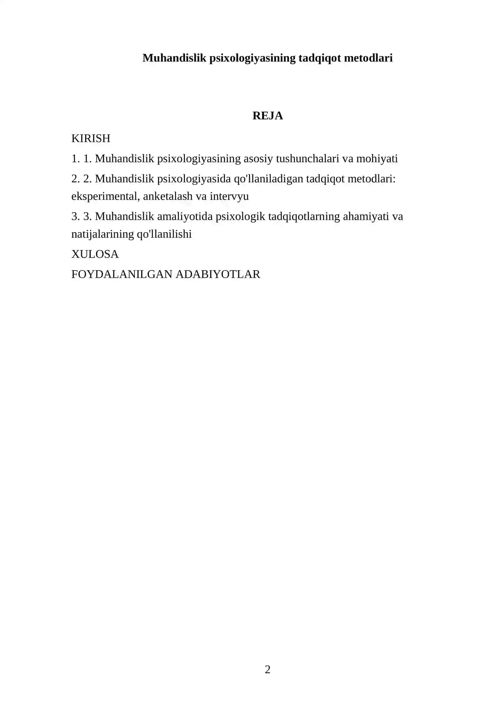 Muhandislik psixologiyasining tadqiqot metodlari 2