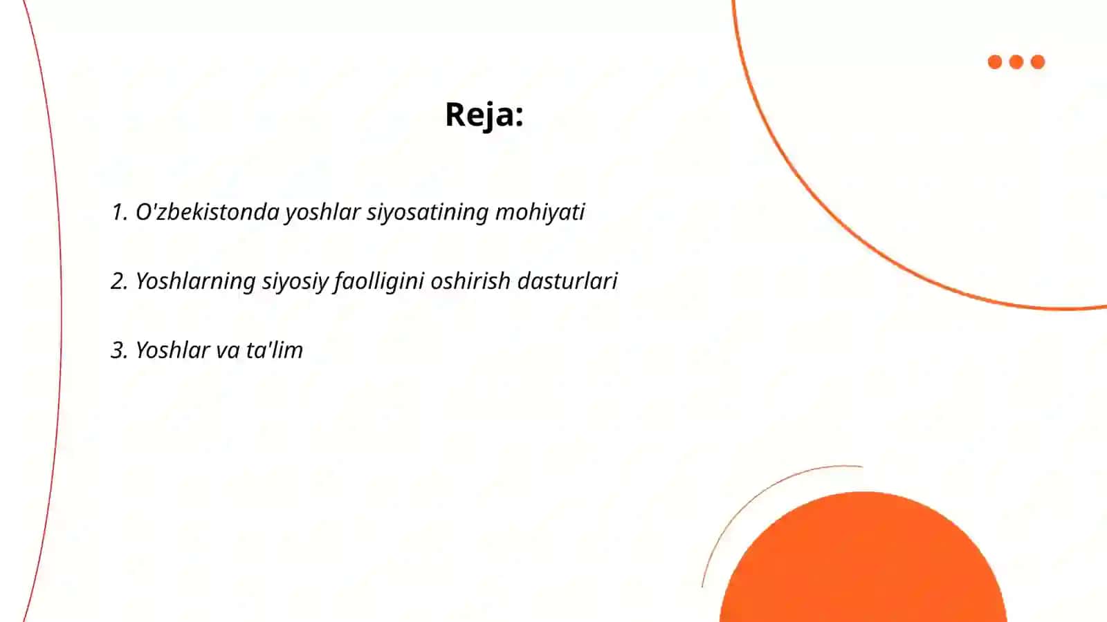 O'ZBEKISTONDA YOSHLAR SIYOSATI 2