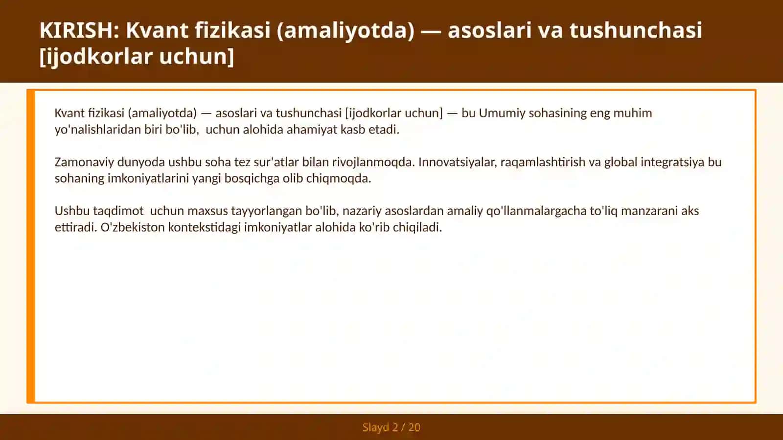 Kvant fizikasi (amaliyotda) — asoslari va tushunchasi 2