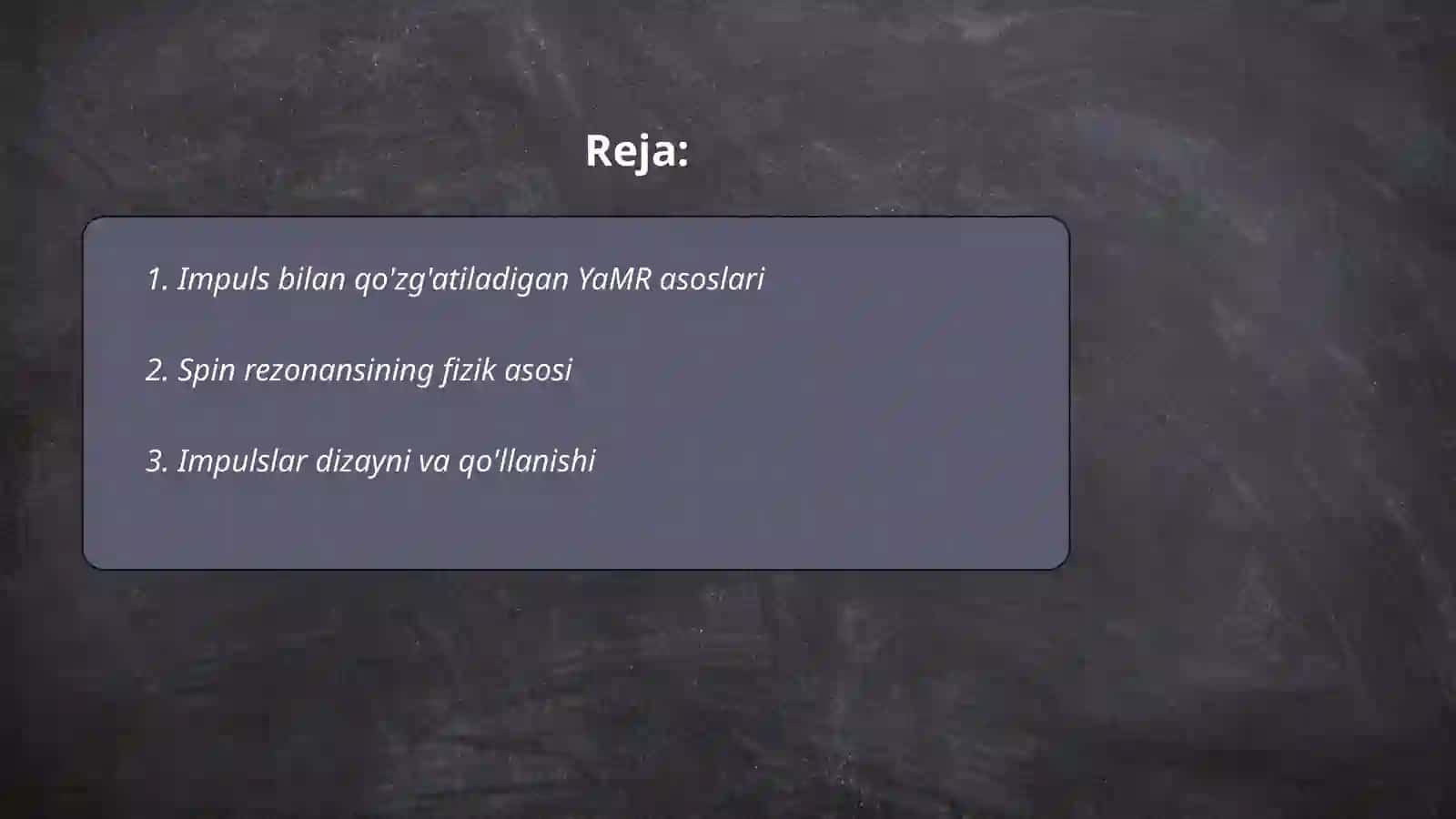 Impuls bilan qo'zg'atiladigan YaMR spektroskopiya 2
