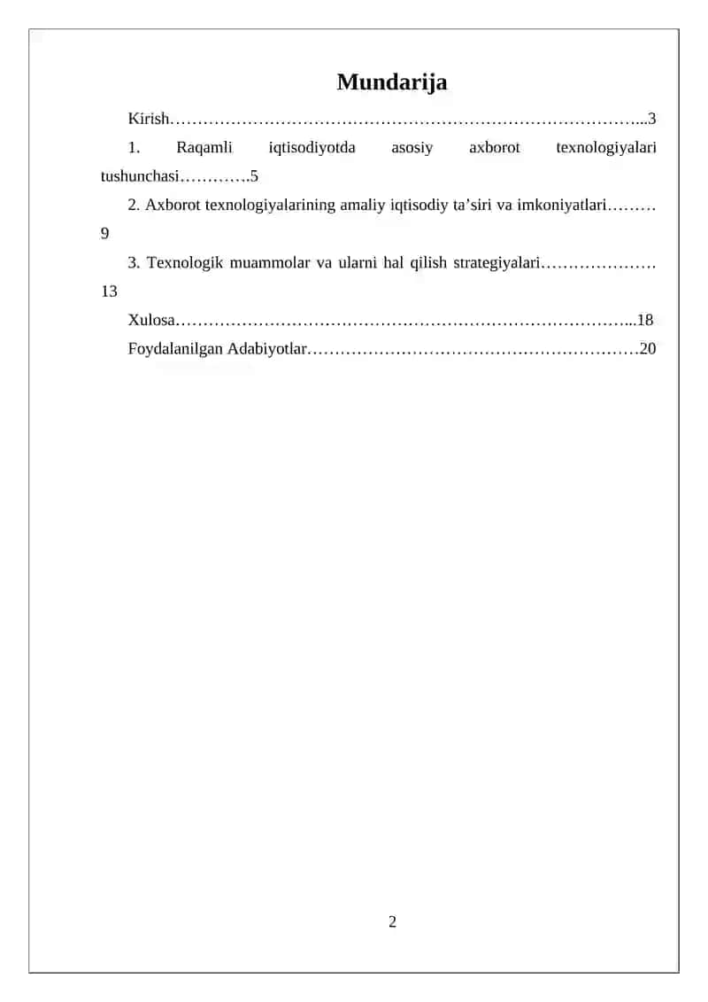 Raqamli iqtisodiyotda axborot texnologiyalari va tizimlari 2