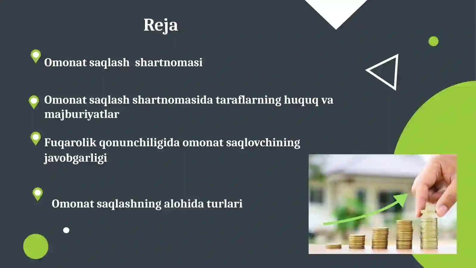 Omonat saqlashning umumiy qoidalari va uni alohida turlari 2