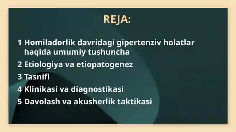 Homiladorlik davridagi gipertenziv holatlar. Preeklampsiya va eklampsiya 2