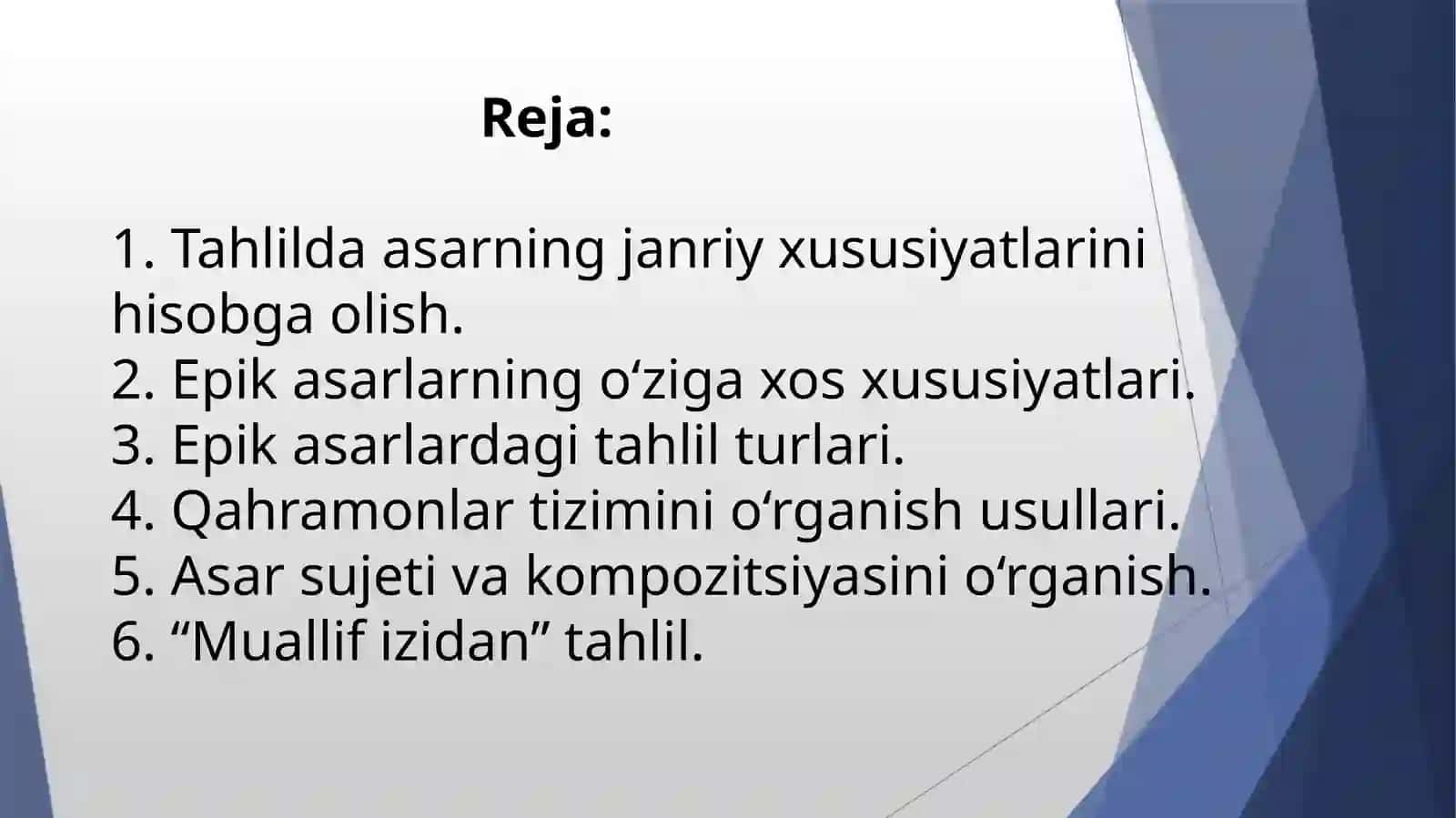 Epik asarlar tahlili, matn ustida ishlash yo'llari ("Xamsa" dostonlari misolida) 2