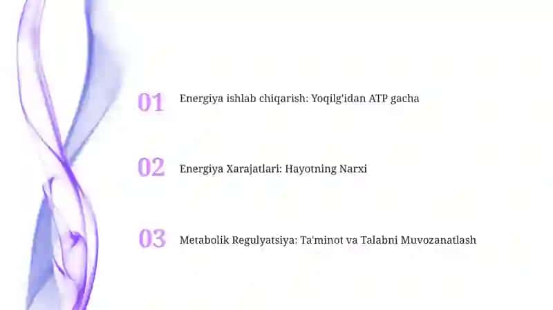 Metabolizm jarayonida energiya hosil boʻlish va sarflanishi 2