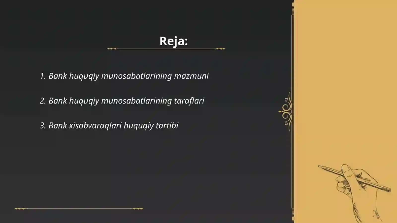 Bankning huquqiy munosabatlar subyekti va obyekti 2