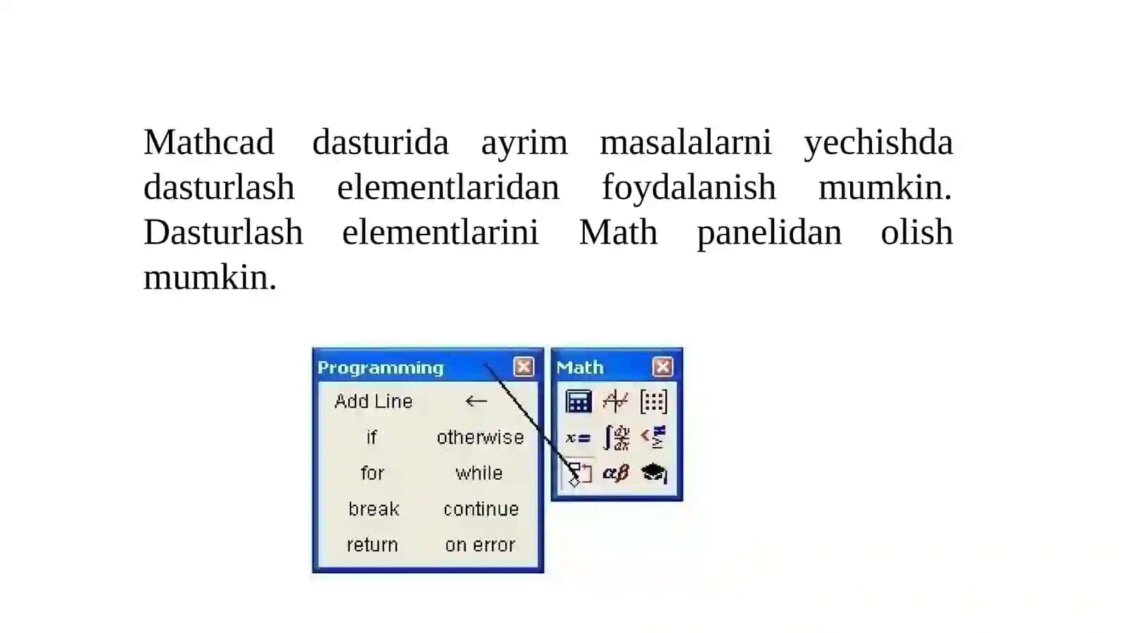 MathCAD dasturlashi elementlari 2