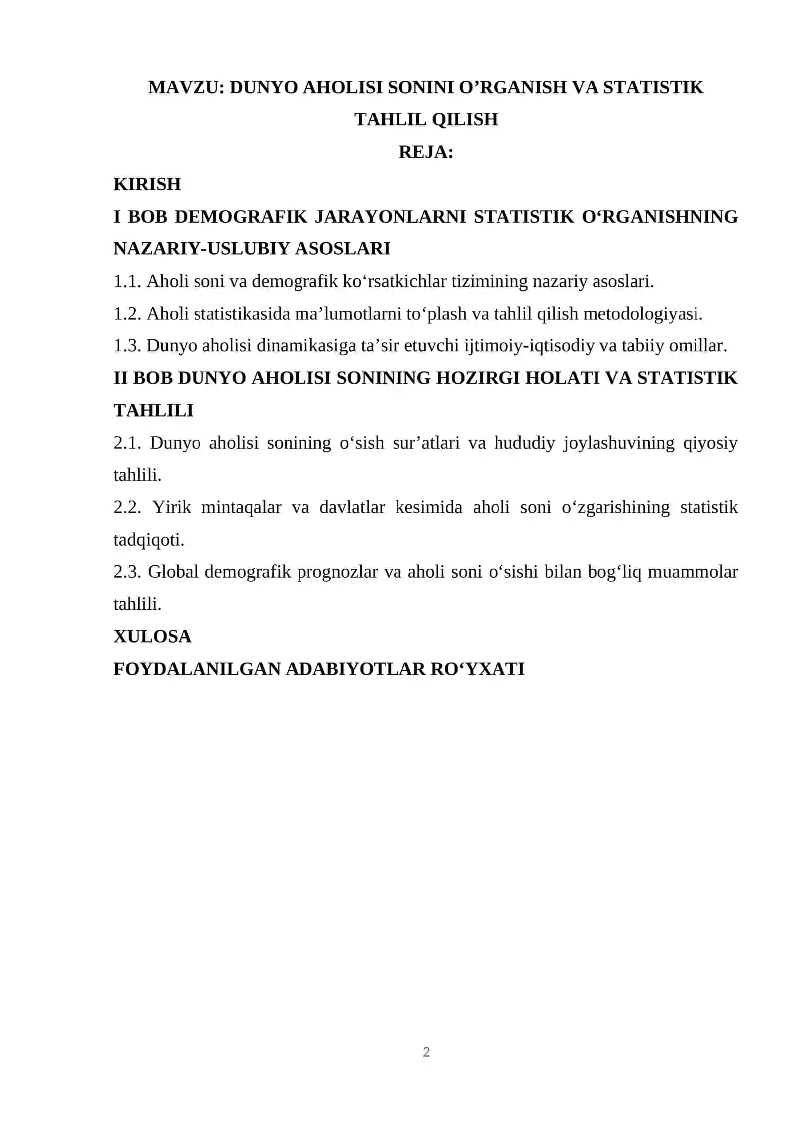Dunyo aholisi 2