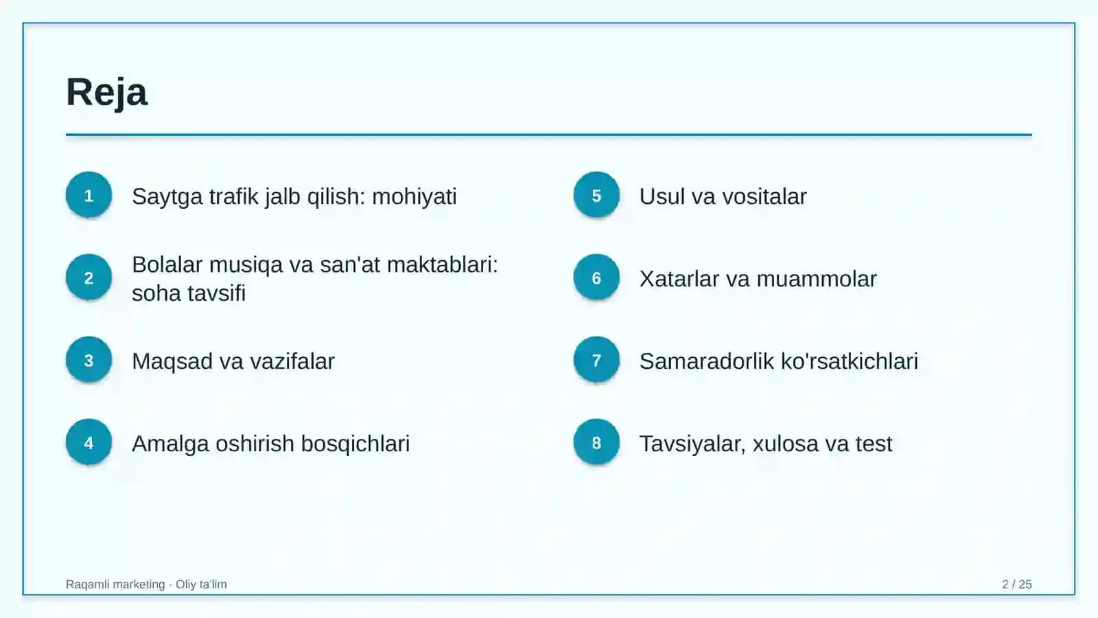 Bolalar musiqa va san'at maktablarida saytga trafik jalb qilish 2
